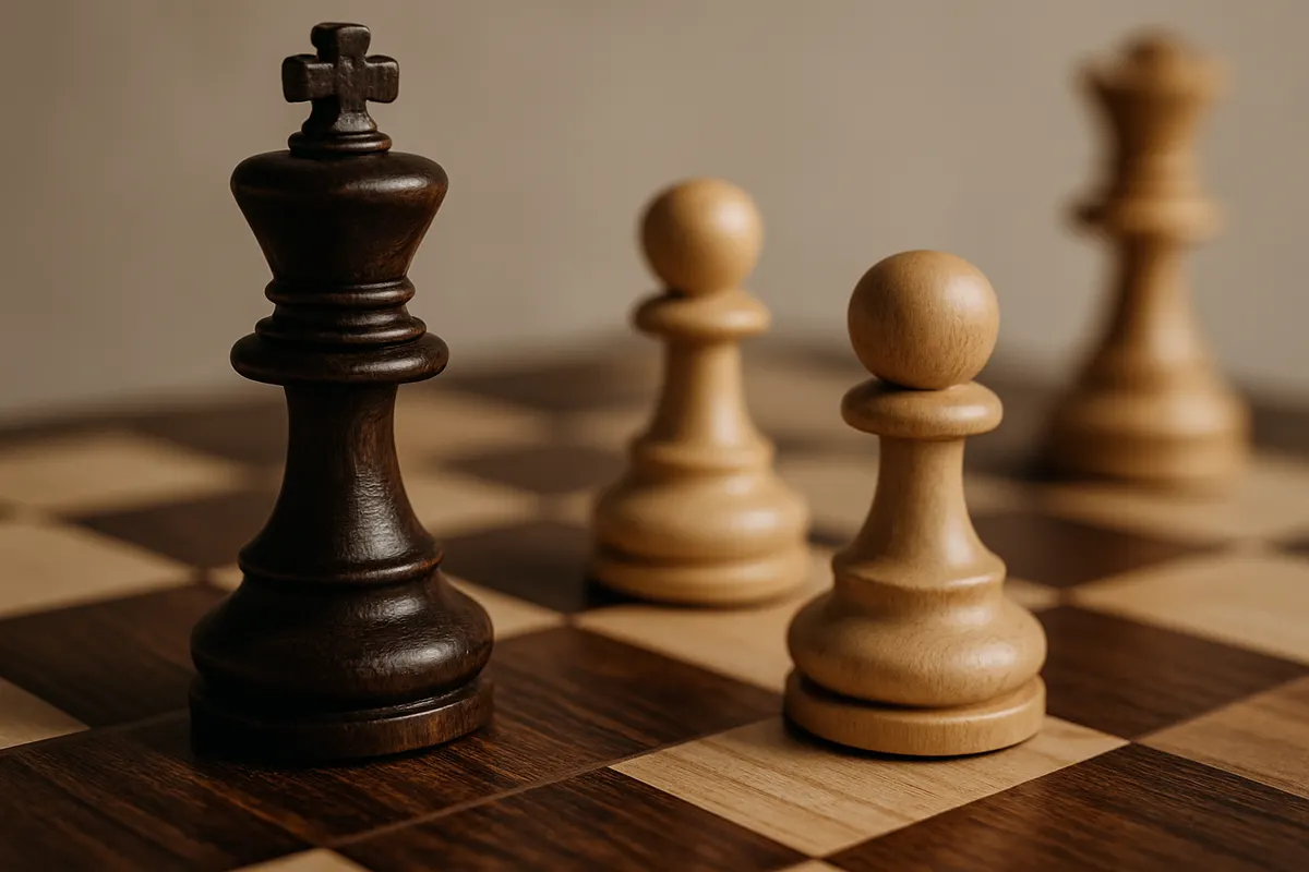 Editorial close-up detail photograph related to luxury chess sets