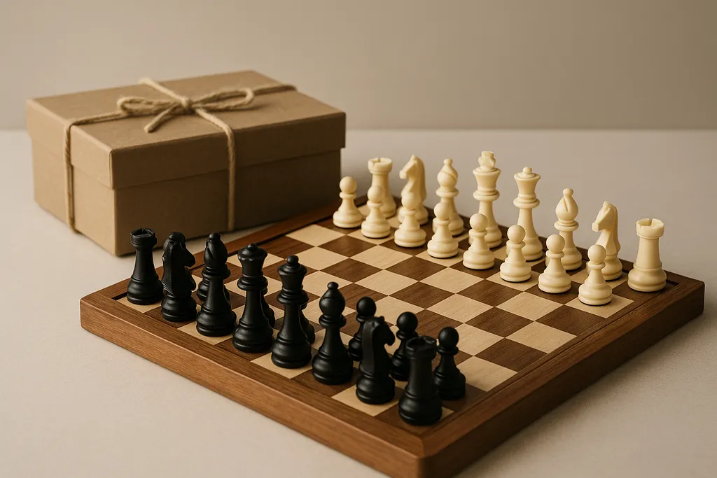 Editorial photograph illustrating chess set gift