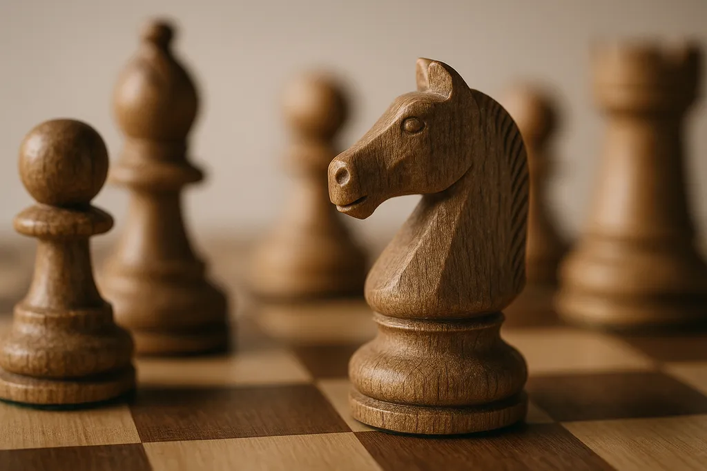 Editorial close-up detail photograph related to chess sets for sale