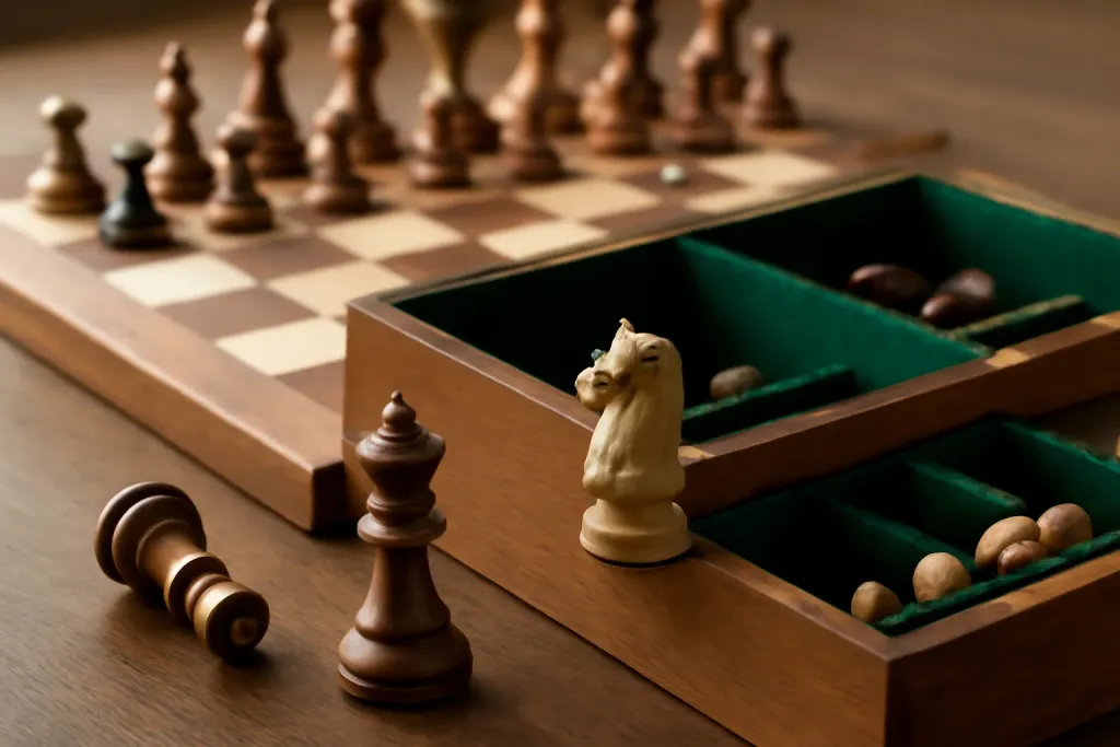 Editorial close-up detail photograph related to Chess Storage Boxes: Keeping Your Set Organized