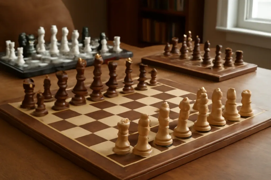 Editorial photograph illustrating Hardwood Chess Boards: What Makes One Worth Buying
