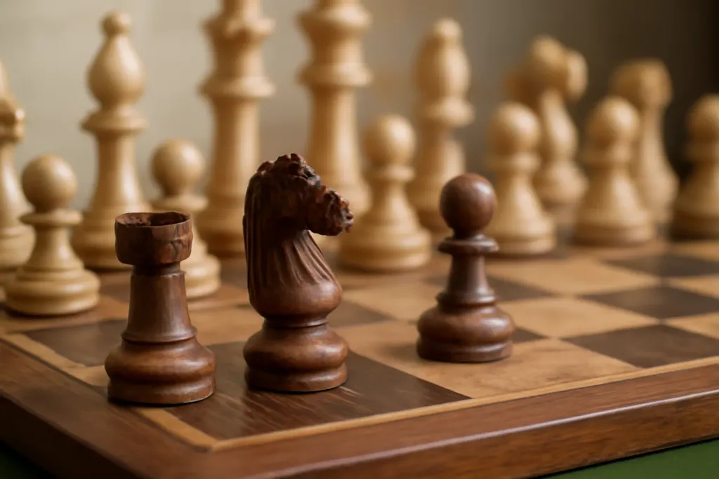 Editorial close-up detail photograph related to Unique and Vintage Chess Sets: A Buyer's Guide
